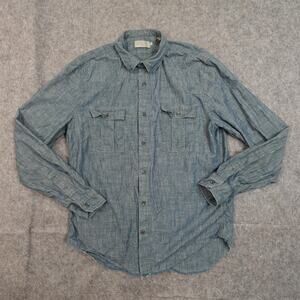 Vince Top Womens Medium Denim Button Up Shirt Blue Western Cotton